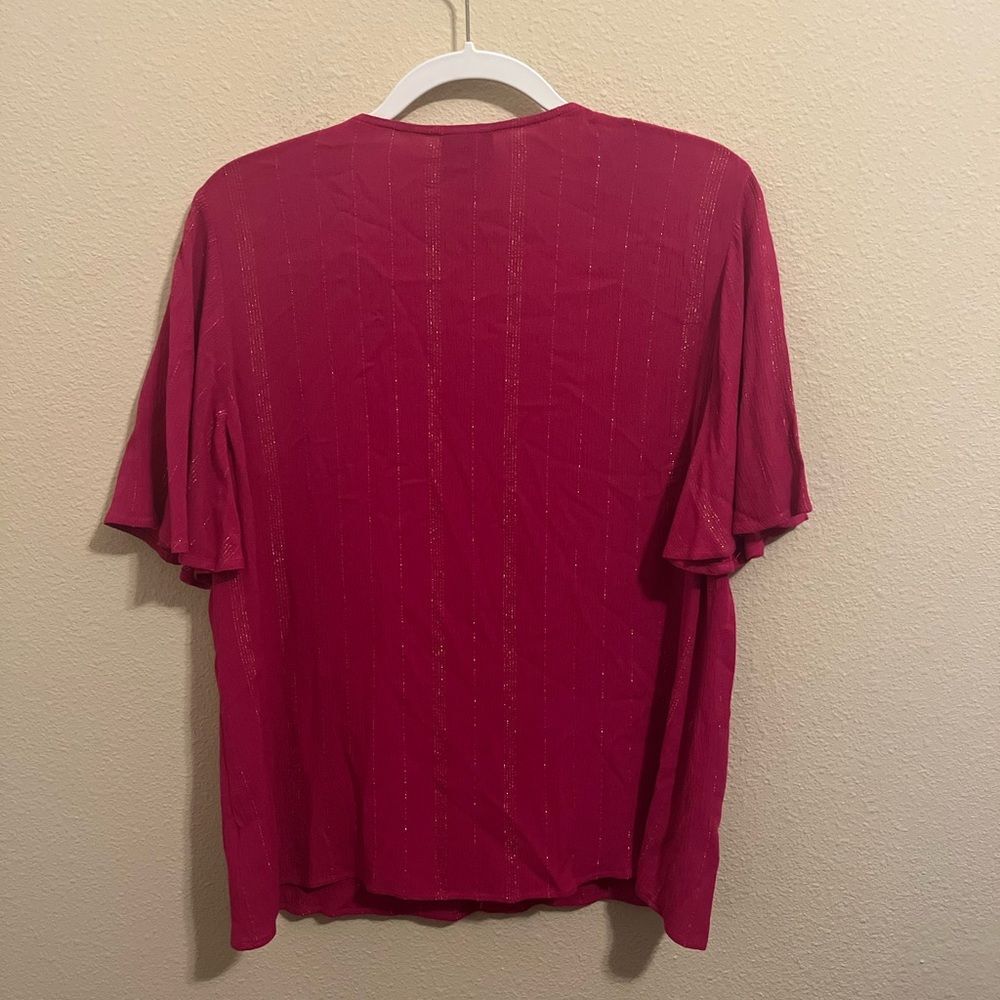 JM Collection Fuchsia Embellished Blouse - Picture 2 of 5